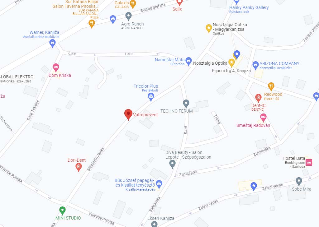 Google mapa - Vatro Prevent - Kanjiža